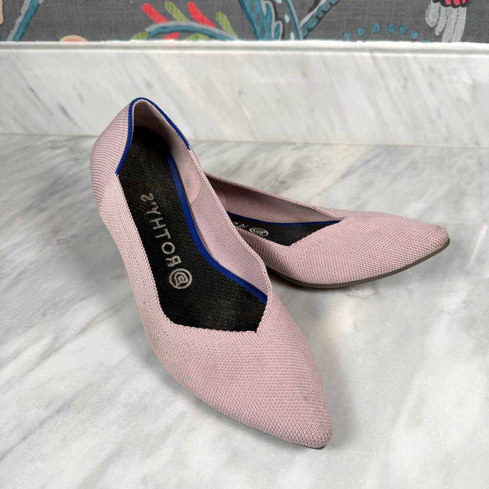 Rothys The Point Blush Pink Pointed Toe Knit Ballet Flats Womens Size 9